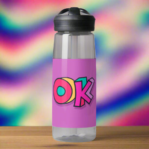 Stylish Cool "OK" Rainbow Colors Purple Sports Water Bottle
