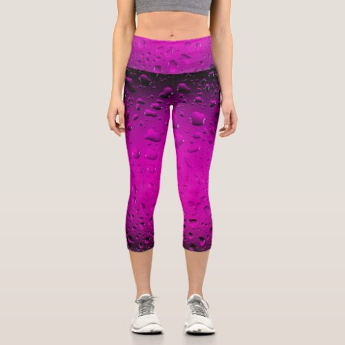 Stylish Cool Pink water drops Capri Leggings