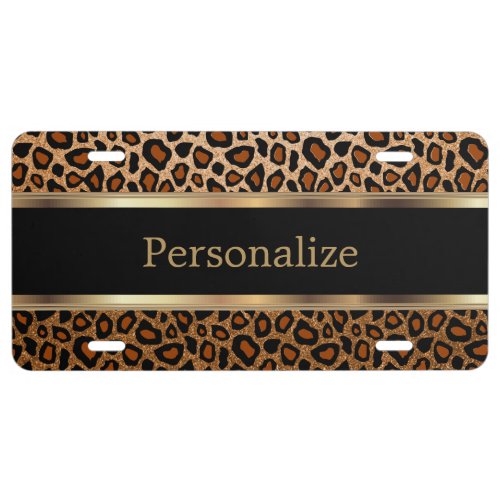 Stylish Copper Leopard Animal Print  Personalize License Plate