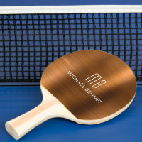 Stylish Copper Metallic Monogram Name Ping Pong Paddle