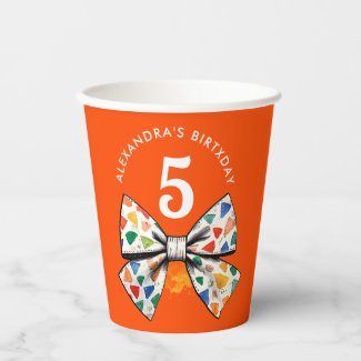 Stylish Coquette Orange Colorful Bow Watercolor 