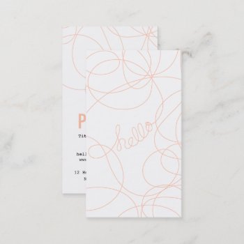 Stylish Coral Abstract Hello Calligraphy Stripes Business Card by busied at Zazzle