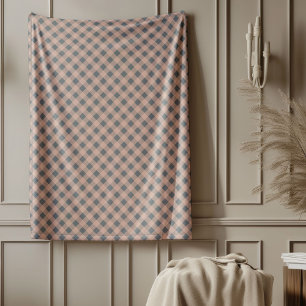 Stylish Coral and Gray Plaid Blanket for Gifting