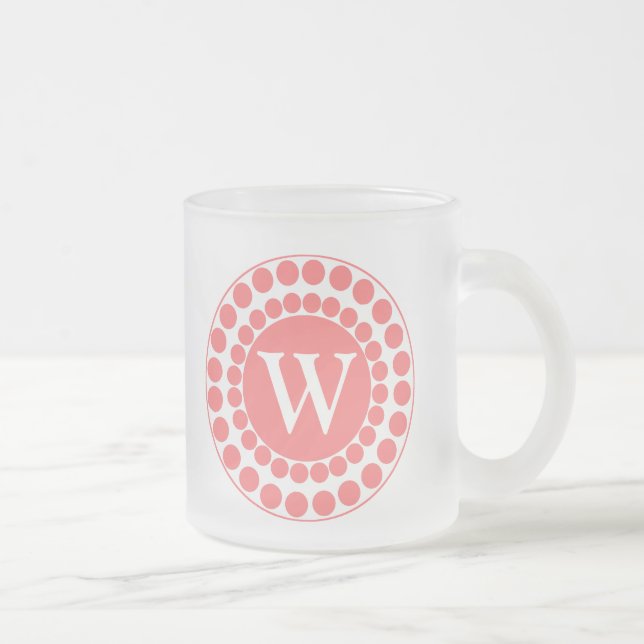 Stylish Coral Dots Monogram Mug (Right)