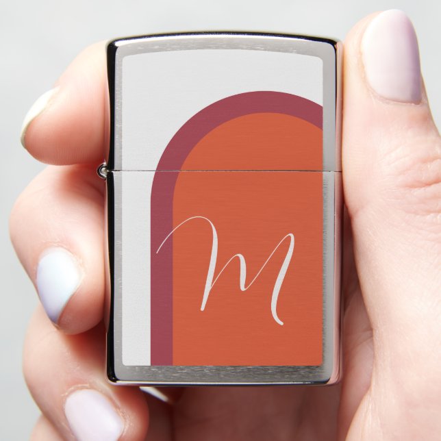 Stylish Coral Magenta Pink Arch with Monogram Zippo Lighter (In Hand)