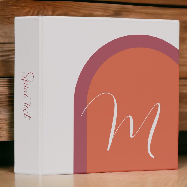 Stylish Coral Magenta Pink Script Monogram 3 Ring Binder (Creator Uploaded)