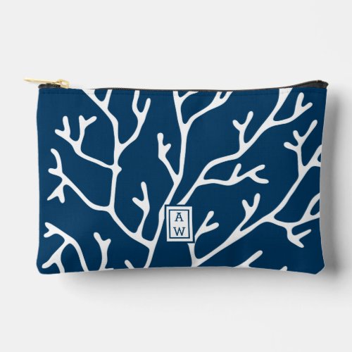 Stylish Coral Pattern _ Teal Blue Ocean Theme Accessory Pouch