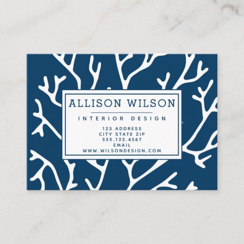 Stylish Coral Pattern _ Teal Blue Ocean Theme Business Card