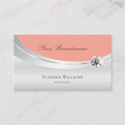 Stylish Coral Silver Decor with Sparkled Diamond Business Card