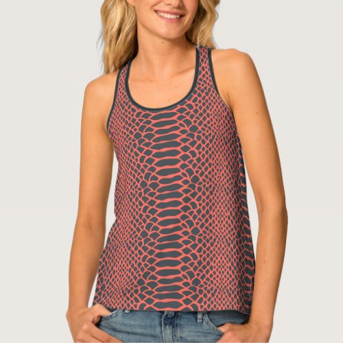 Stylish Coral Snake Skin Pattern Off_Black Tank Top