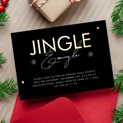 Stylish Corporate Jingle  Mingle Christmas Party  Foil Invitation