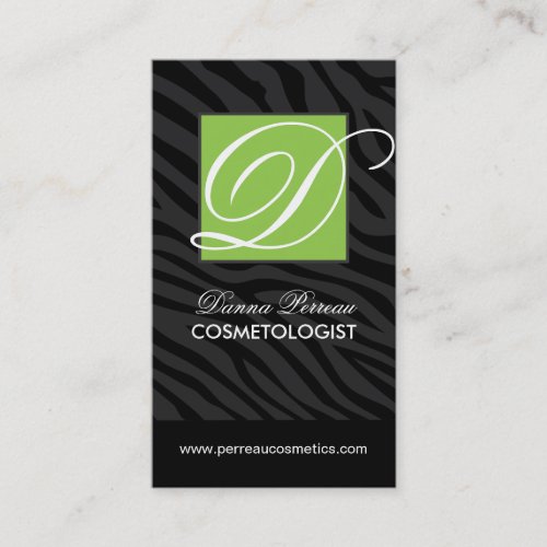 Stylish Cosmetologist Zebra Print Business Cards