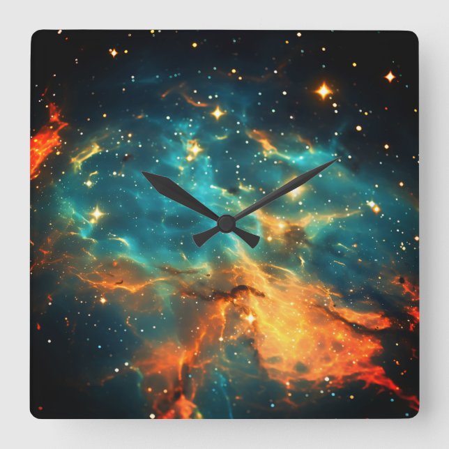 Stylish Cosmic Galaxy  Square Wall Clock (Front)
