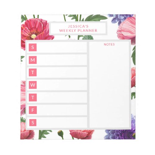 Stylish Country Flowers Personalized Name Notepad
