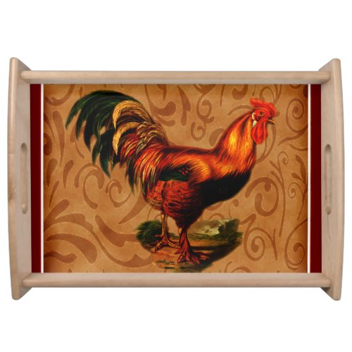 Stylish Country Rooster Kitchen Serving Tray