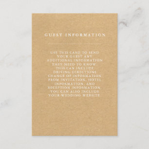 Stylish Country Wedding Guest Information Card