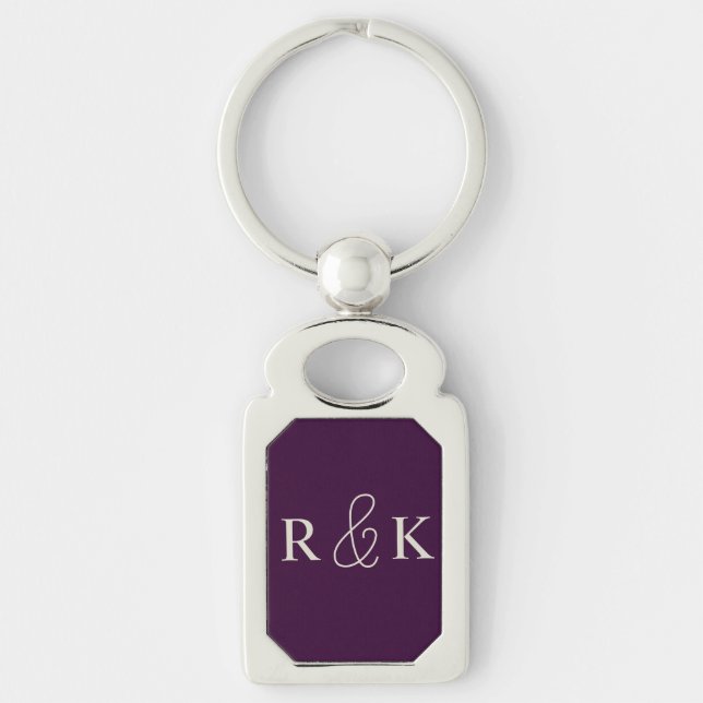 Stylish couples initials monogrammed  keychain (Front)