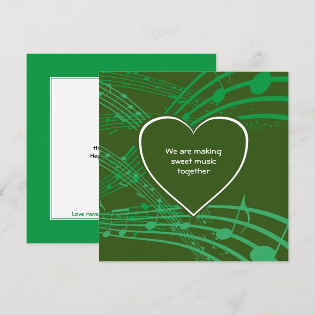 Stylish Couples MAKING SWEET MUSIC Valentines Card (Front/Back)