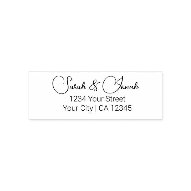 Stylish Couples names Script Wedding Address Self-inking Stamp (Design)