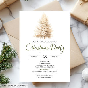 Stylish Cozy Sage Neutral Ivory Christmas Party Invitation