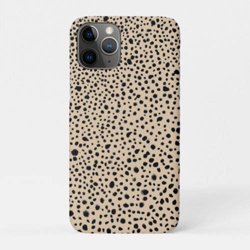 Stylish Cream Painted Abstract Black Dots iPhone 11 Pro Case