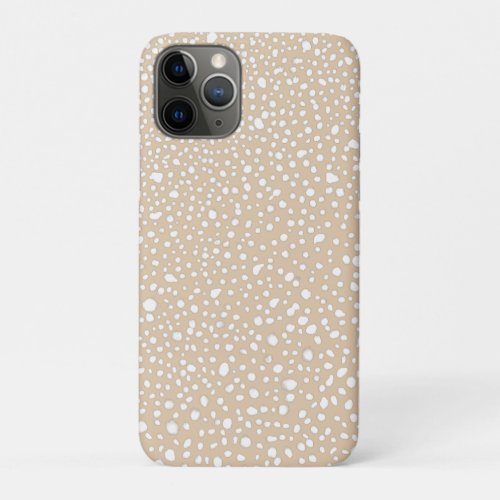 Stylish Cream Painted Abstract White Dots iPhone 11 Pro Case