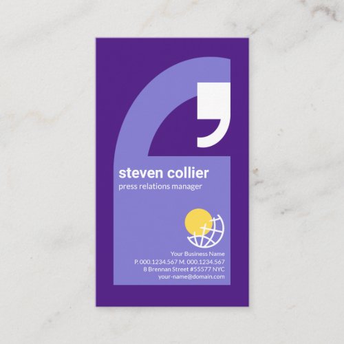 Stylish Creative Blue Quotation Mark Journalist Business Card