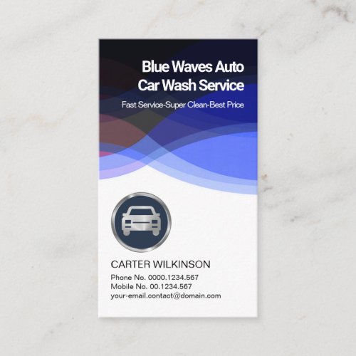 Stylish Creative Blue Water Waves Car Wash Business Card