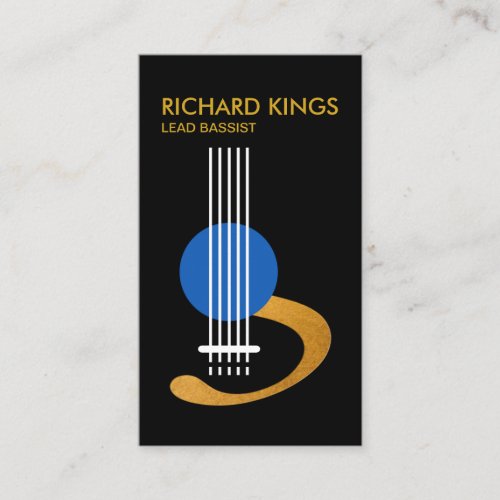 Stylish Creative Gold Bass Guitar Musician Business Card