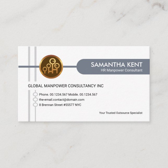 Stylish Creative Grey Crisscross HR Manpower Business Card (Front)