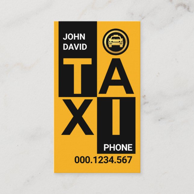 Stylish Creative TAXI Blocks Business Card (Front)