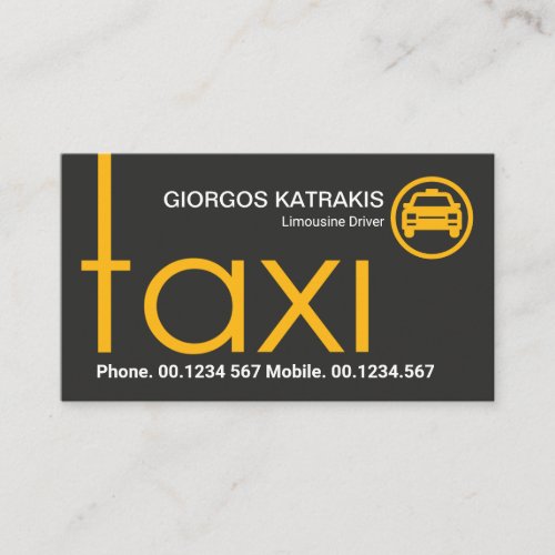 Stylish Creative Yellow Taxi Signage Driver Business Card