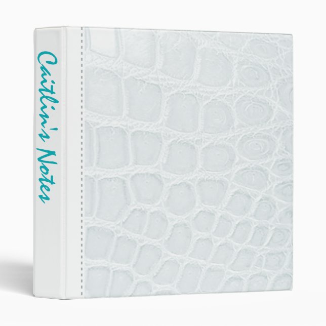 Stylish Crocodile Fashion Avery Binder | White (Front/Spine)