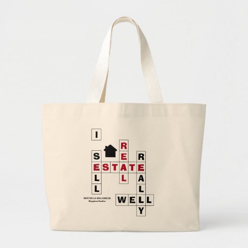Stylish Crossword I SELL REAL ESTATE Personalized Large Tote Bag