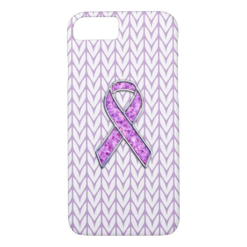 Stylish Crystal Pink Ribbon Awareness Knit Decor iPhone 87 Case