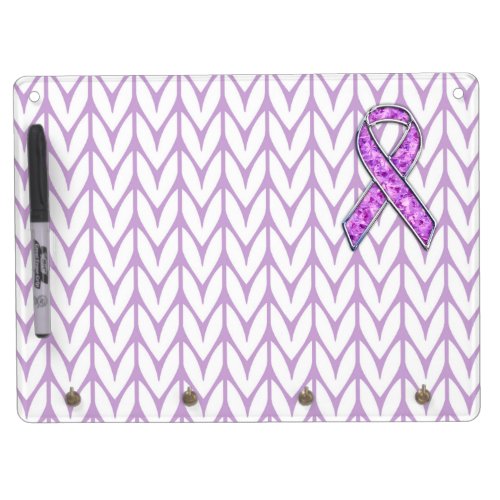 Stylish Crystal Pink Ribbon Awareness Knit Dry Erase Board With Keychain Holder