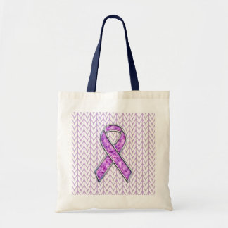 Stylish Crystal Pink Ribbon Awareness Knit Tote Bag