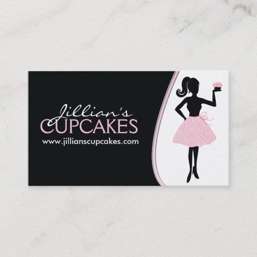 Customizable Stylish Cupcake Silhouette Business Card
