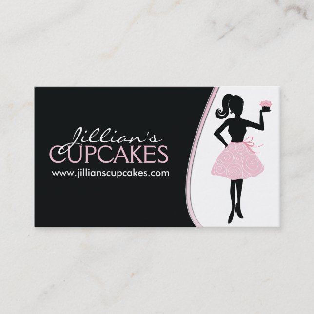 Stylish Cupcake Silhouette Business Card (Front)