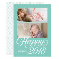 Stylish Cursive  Happy 2018 New Year Holiday Photo Card