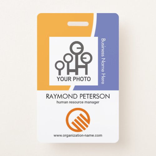 Stylish Curve Photo Template Staff ID Badge