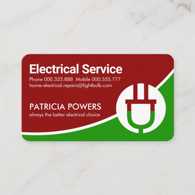 Stylish Curves Electrical Power Plug Business Card (Front)