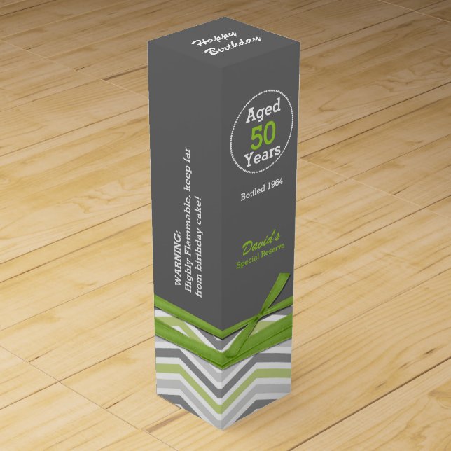 Stylish Custom Birthday Wine Box (Front)