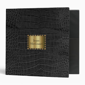 Stylish Custom Black Faux Alligator Binder