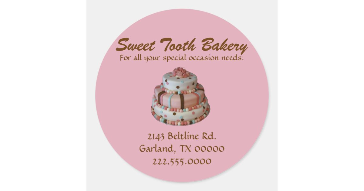 Stylish Custom Cake Bakery Box Stickers Zazzle