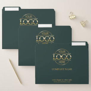 Stylish Custom Dark Green Company Business Logo File Folder
