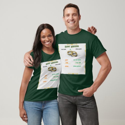 Stylish Custom Deep Forest Wedding Couples Green T_Shirt