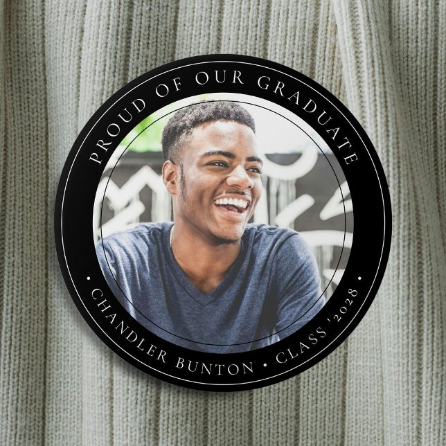 Stylish Custom Graduate Photo Graduation Button (Creator Uploaded)