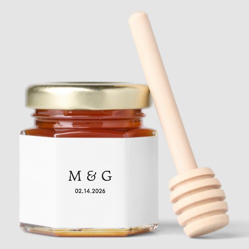 Stylish Custom Honey Jar Favors with Date Monogram
