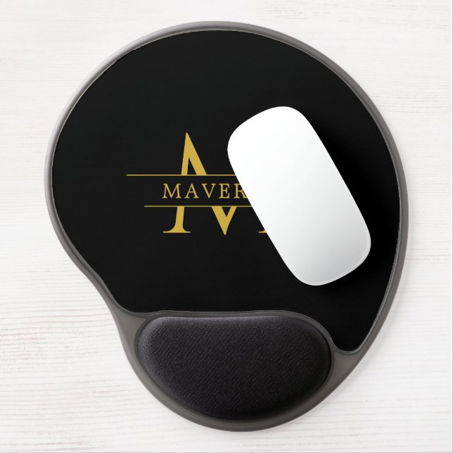 Stylish Custom Initials with Name Office Gel Mouse Pad (Left Side)